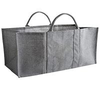 AUBRY GASPARD - Sac à Bûches Jute Plastifiée Gris 60 x 30 x 40 cm | Intérieur enduit lavable · Contenance 72 litres · Charge jusqu'à 50 kg · 2 anses de transport · Pliable pour le rangement