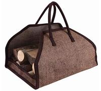 AUBRY GASPARD - Sac à Bûches Jute Plastifiée Naturel 51 x 36 x 32-53 cm | Intérieur enduit lavable · Charge jusqu'à 50 kg · 2 anses de transport · Pliable pour le rangement