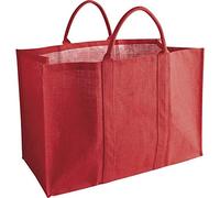 AUBRY GASPARD - Sac à Bûches Jute Plastifiée Rouge 60 x 30 x 40 cm | Intérieur enduit lavable · Contenance 72 litres · Charge jusqu'à 50 kg · 2 anses de transport · Pliable pour le rangement