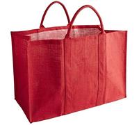 AUBRY GASPARD - Sac à Bûches Jute Rouge - Intérieur Lavable - 60x30x40 cm - Poignées Renforcées Charge 50 kg - Multiusage Anti Poussière - Contenance 72 L