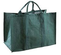 AUBRY GASPARD - Sac à Bûches Jute Vert - Intérieur Lavable - Poignées Renforcées - 60x30x40 cm - Capacité 72 L - Charge Max 50 kg - Multiusage et Anti-Poussière