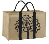 AUBRY GASPARD - Sac à Bûches Naturel et Noir Arbre 60 x 30 x 40 cm | Intérieur enduit lavable · Contenance 72 litres · Charge jusqu'à 50 kg · 2 anses de transport · Pliable pour le rangement