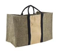 AUBRY GASPARD - Sac à Bûches Naturel Motif Noir 60 x 30 x 40 cm | Intérieur enduit lavable · Contenance 72 litres · Charge jusqu'à 50 kg · 2 anses de transport · Pliable pour le rangement