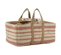 AUBRY GASPARD - Sac à Bûches Toile de Jute Naturel et Rouge 60 x 40 x 30 cm | Toile de jute épaisse · Charge jusqu'à 50 kg · 2 anses de transport · Bûches jusqu'à 50 cm