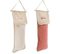 AUBRY GASPARD - Sac à Pain Murale Lin et Coton - Motif Carreaux Vichy - Anse Pratique - Idéal Rangement et Conservation Pain - Élégant et Fonctionnel Cuisine - Vendu à l'unité en Coloris Assortis