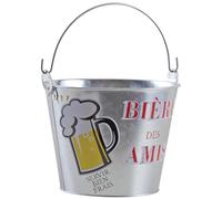 AUBRY GASPARD - Seau à Bière des Amis avec Décapsuleur - Acier Galvanisé - Ø 24 cm x Hauteur 21 cm (31 cm avec Anse) - Décapsuleur Intégré des Deux Côtés - Idéal pour Soirées et Fêtes