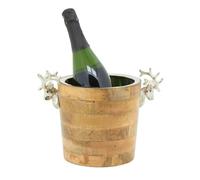 AUBRY GASPARD - Seau à Champagne Cerf - Bois et Aluminium - Tête de Cerf - Seau Intérieur Amovible Ø 19 cm x H 14,5 cm - 29x21x19 cm - Poids 2,25 kg - Contient 1 Bouteille