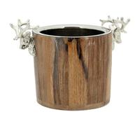 AUBRY GASPARD Seau à Champagne Tête de Cerf Bois et Aluminium 28x17x20 cm | Modèle Élégant avec Seau en Métal Amovible · 28 x 17 x 20 cm · Couleur Bois Clair · Design élégant · Praticité