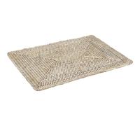 AUBRY GASPARD - Set de Table en Rotin Patiné Blanc - Rectangulaire 40 x 30 cm - Poids Léger 0.42 kg - Fabrication Artisanale - Idéal pour Décoration de Table et Usage Quotidien