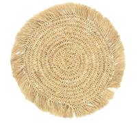AUBRY GASPARD - Set de Table Rond en Raphia - Lot de 6 - Ø 45 cm avec Franges - Fabrication Artisanale - Coloris Naturel - Parfait pour Cuisine et Arts de la Table - Élégance Naturelle et