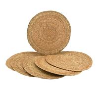 AUBRY GASPARD - Sets de Table Ronds en Jonc Naturel - Lot de 6 - Ø 38 cm - Finition Naturelle - Fabrication Artisanale - Idéal pour Décoration de Table Authentique - Léger et