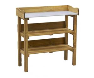 AUBRY GASPARD - Table à Rempoter en Pin et Zinc - 84 x 36 x 88 cm - Poids 14 kg - Haute Qualité Longue Durée - 2 Étagères Rangement - À Monter - Idéale Jardinage Plantation