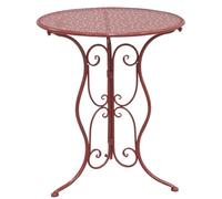 AUBRY GASPARD - Table Ronde en Métal Rouge - Métal Laqué - Ø 60 cm, Hauteur 70 cm - Traitement Waterproof - Démontable pour Rangement Pratique - Idéale pour Jardin et Terrasse - Livrée en Kit