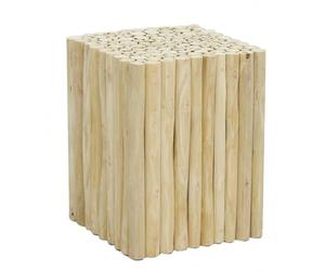 AUBRY GASPARD - Tabouret Cube en Rondin de Teck Recy imensions 35 x 35 x 45 cm - Style Naturel et Élégant - Idéal pour Salon, Chambre, Siège d'Ombre ou Décoration - Facile à Entretenir