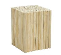 AUBRY GASPARD - Tabouret Cube en Rondin de Teck Recy imensions 35 x 35 x 45 cm - Style Naturel et Élégant - Idéal pour Salon, Chambre, Siège d'Ombre ou Décoration - Facile à Entretenir