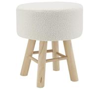 AUBRY GASPARD - Tabouret en Bouclette Ø39 H46 - Design Élégant avec Pieds en Bois - Confort Optimal - Matériaux De Qualité - Polyvalent pour Cuisine et Bar - Beige - 39 cm