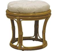 AUBRY GASPARD - Tabouret en Rotin avec Coussin Uni Miel - Ø 40 cm x Hauteur 35 cm - Tissu 100% Coton Écru Garni Dacron - Entretien Lavage Délicat - Léger et Confortable pour Salon ou Chambre