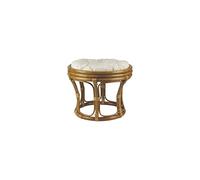 AUBRY GASPARD - Tabouret Rotin Java Vernis - Ø 44 cm x H 34 cm - Coussin Écru Coton Kapok - Poids 2 kg - Siège Ombre et Décoration - Design Élégant Intérieur/Extérieur