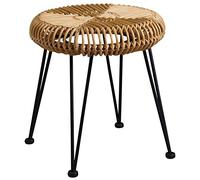 AUBRY GASPARD - Tabouret Soleil en Rotin Naturel - Détails Métal - Ø 40 cm - Hauteur 40 cm - Idéal pour Salon et Chambre - Esthétique et Confortable - Facile d'entretien - Solide 4.5 kg