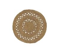 AUBRY GASPARD - Tapis Rond en Jonc Naturel Bohème - Motifs Ajourés - Ø 120 cm - 1.70 kg - Style Bohème Chic - Entretien Facile - Idéal pour Intérieur et Touche Naturelle Élégante
