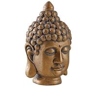 AUBRY GASPARD - Tête de Bouddha Doré Antique - Résine - Hauteur 24.5 cm - Longueur 16 cm - Profondeur 10 cm - Poids 0.72 kg - Finition Élégante pour Décoration Intérieure - Idéal sur Étagère ou Buffet