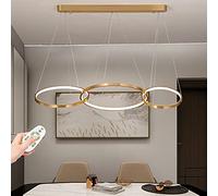 AUCF Lustre LED Lampe Suspendue Salon Moderne Dimmable Télécommande Pendentif Lumière Ronde Design Suspension Métal Acrylique Plafonnier Salle À Manger Chambre Déco Luminaire Hauteur Réglable Lumière