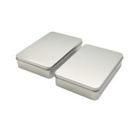 Aucomptoirdesboites Lot de 2 boîtes plates à sucre 19 × 12 × 3,5 cm - Fer-blanc vernis alimentaire - Couvercles séparés - Rangement sucre, épices, sachets, gâteaux - Boîte métallique neutre