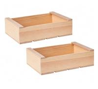 Aucomptoirdesboites Lot de 2 Caisses en Bois Naturel 30 x 40 x 11 cm - Cagettes de Rangement Décoratives - Pour Cuisine, Fruits et Légumes, Panier Garni, Étagère et Décoration Rustique