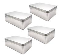 Aucomptoirdesboites Lot de 4 boîtes à sucre en fer-blanc revêtement alimentaire 19 × 12 × 6,5 cm - boîte rectangulaire métal neutre - conservation sucre café thé - décoration cuisine vintage