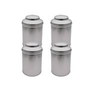 Aucomptoirdesboites Lot de 4 boîtes alimentaires rondes Ø9 cm x H10 cm en fer-blanc vernis alimentaire - coffret conservation thé & café, couvercle cloche, finition satinée