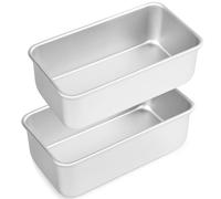 Auddemg Lot de 2 Moule à pain rectangulaires en Aluminium Anodisé, pour pain, gâteau, toast, 16 x 10 x 6,5 cm, Argent