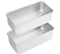 Auddemg Lot de 2 Moule à pain rectangulaires en Aluminium Anodisé, pour pain, gâteau, toast, 20 x 10 x 6,5 cm, Argent