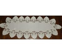 Aude Home HL089 Chemin de Table Dentelle damassée Jacquard 30 x 70 cm Blanc