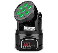 Audibax Iowa 70 - Lyre pour Disco Wash - Projecteur Mobile Professionnel - 7 Lumières LED 8W avec RGBW 4 en 1 - Synchro Musicale - Mode Automatique - Connexion DMX avec 9 ou 14 Canaux