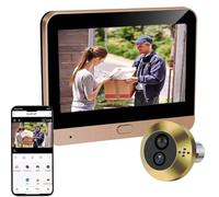 Audio Bidirectionnel 2K Judas de Porte Camera Surveillance avec Vision 140° | Détection de Mouvement,Visiophone Connecté,Interphone Judas Numerique 4.3’’ Écran Batterie 5000mAh,Vision Nocturne