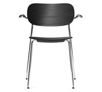 Audo Copenhagen Chaise de table à manger à accoudoirs Co pieds chromés Chêne noir