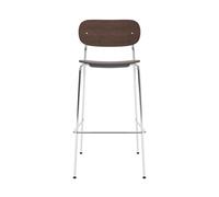 Audo Copenhagen Co Bar Chair chaise de bar Chêne teinté foncé-acier chromé. 75 cm