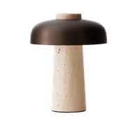 Audo Copenhagen Lampe de table portable Reverse 24.5 cm Travertine-bronzed aluminium