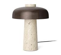 Audo Copenhagen Lampe de table Reverse 30 cm Travertin-laiton bronzé