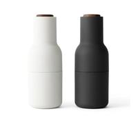 Audo Copenhagen Moulin à poivre et à sel Bottle Grinder lot de 2 Ash-carbon (couvercle en noyer)