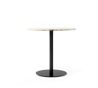 Audo Copenhagen Table à manger Harbour Column Marble off white-structure noire. Ø80 cm