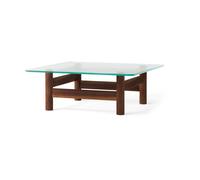 Audo Copenhagen Table basse Brasilia 100x100 cm Walnut-clear glass
