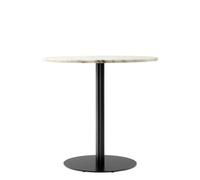Audo Copenhagen Table à manger Harbour Column Marble off white-structure noire. Ø80 cm