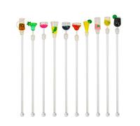 AUEAR, Lot de 10 bâtonnets mélangeurs en acrylique coloré pour cocktails, boissons, bars, cafés, restaurants, usage domestique