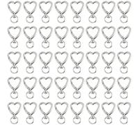 AUEAR, Lot de 30 porte-clés en métal en forme de cœur avec boucle à ressort