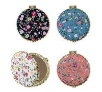 AUEAR, Lot de 4 miroirs de maquillage compacts rétro à motif floral pour femme et fille