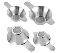AUEAR, Lot de 4 passoires à thé en acier inoxydable à mailles fines - Entonnoir à thé de différentes tailles - Filtre à thé avec double poignées pour café, farine, sucre