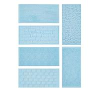 AUEAR, Lot de 6 moules en forme d'empreinte pour fondant, mur de briques, fleurs, pavés, écorce d'arbre en relief, texture de pierre, pour cupcakes, biscuits, bordure supérieure