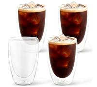 AUEJACKY Lot de 4 verres à latte macchiato à double paroi en verre borosilicate - 450 ml - Idéal pour le café glacé, le matcha, le café