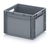 Auer Boîte Euro EG 43/27 en plastique 40 x 30 x 27 cm, 26 l avec poignées ouvertes | Boîte de transport de couleur grise empilable